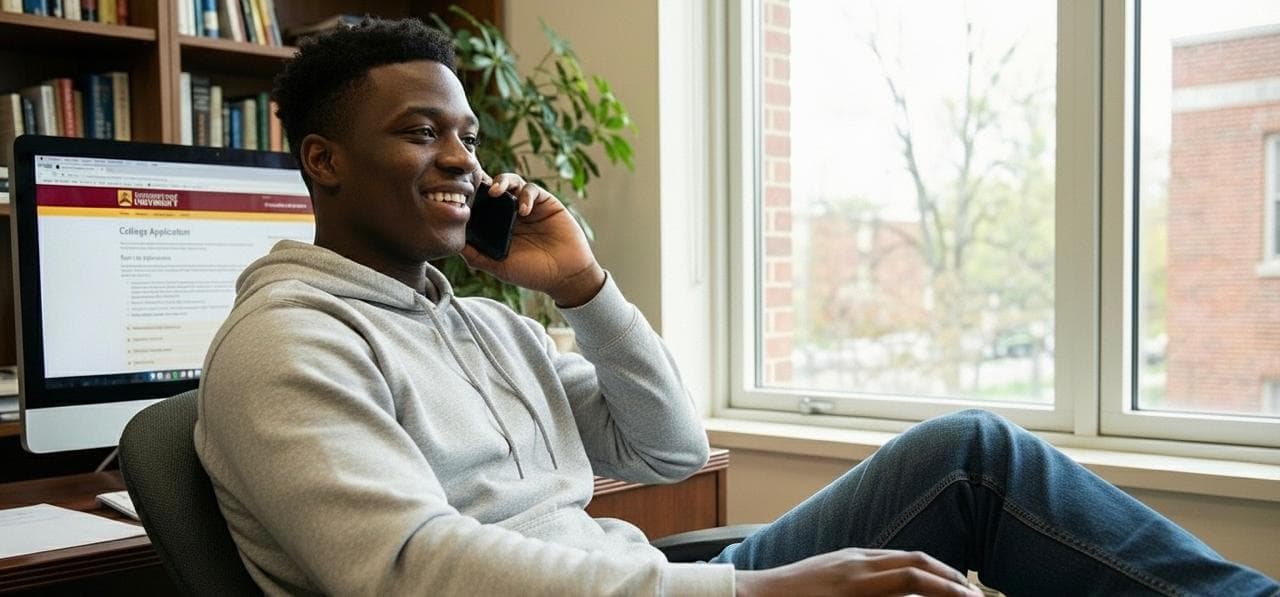 Student getting university application guidance