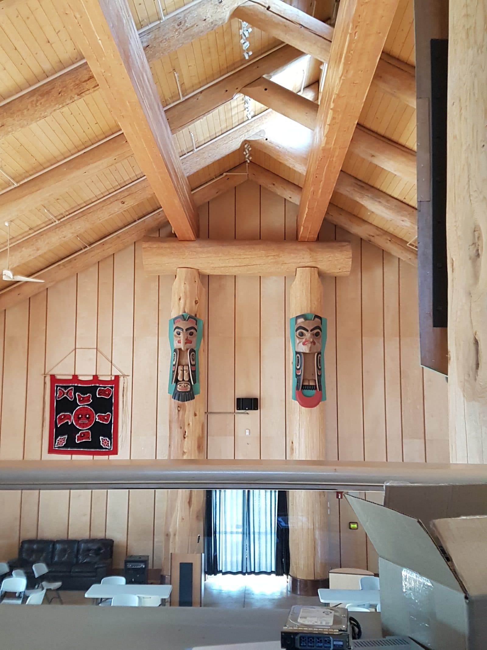 Waap Galts’ap longhouse interior at Coast Mountain College’s Terrace campus