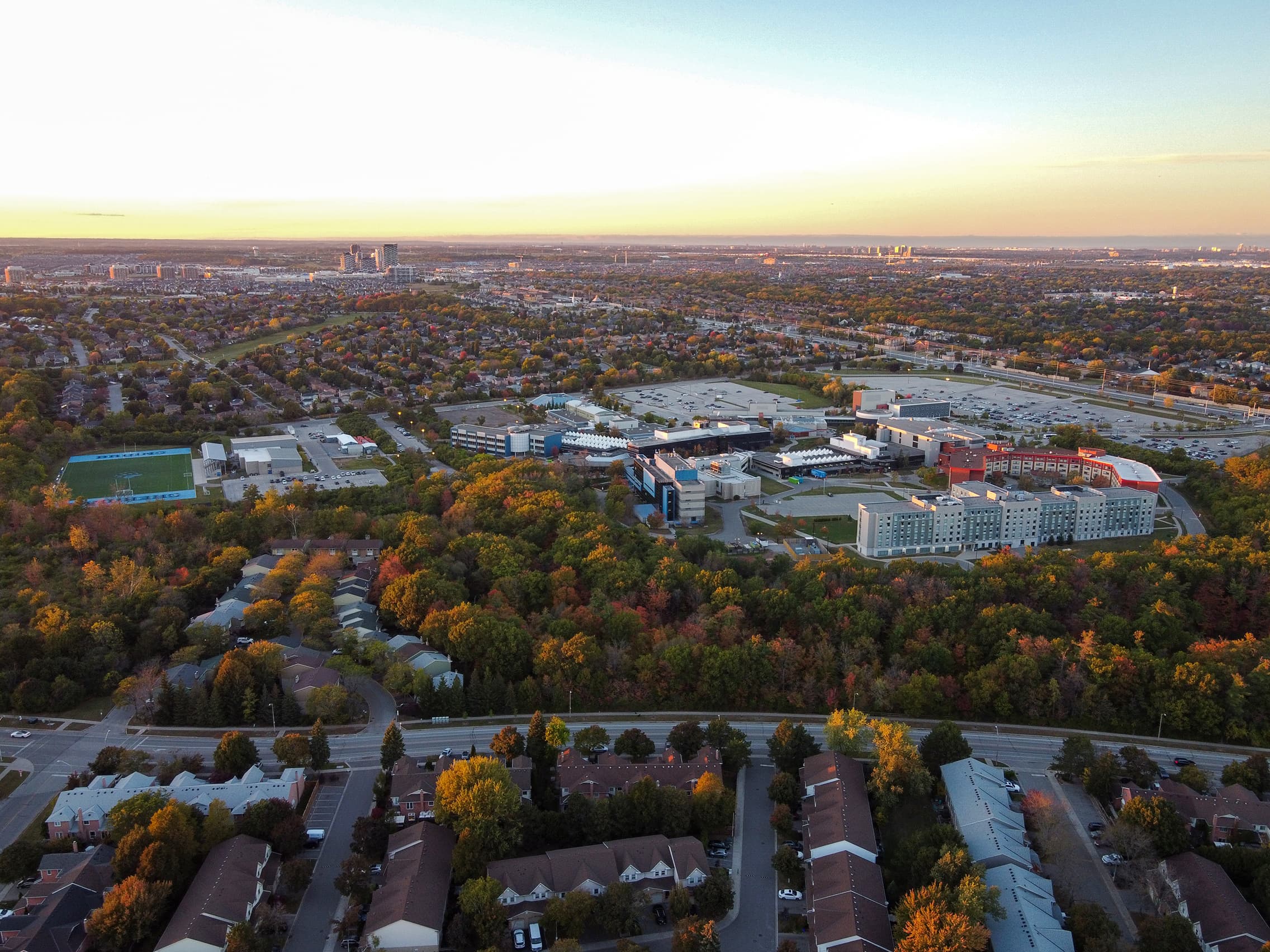 Aerial view of Sheridan College Trafalgar Campus in Oakville in 2023.