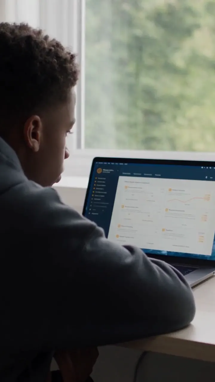 A student using planning tools to compare programs and scholarships