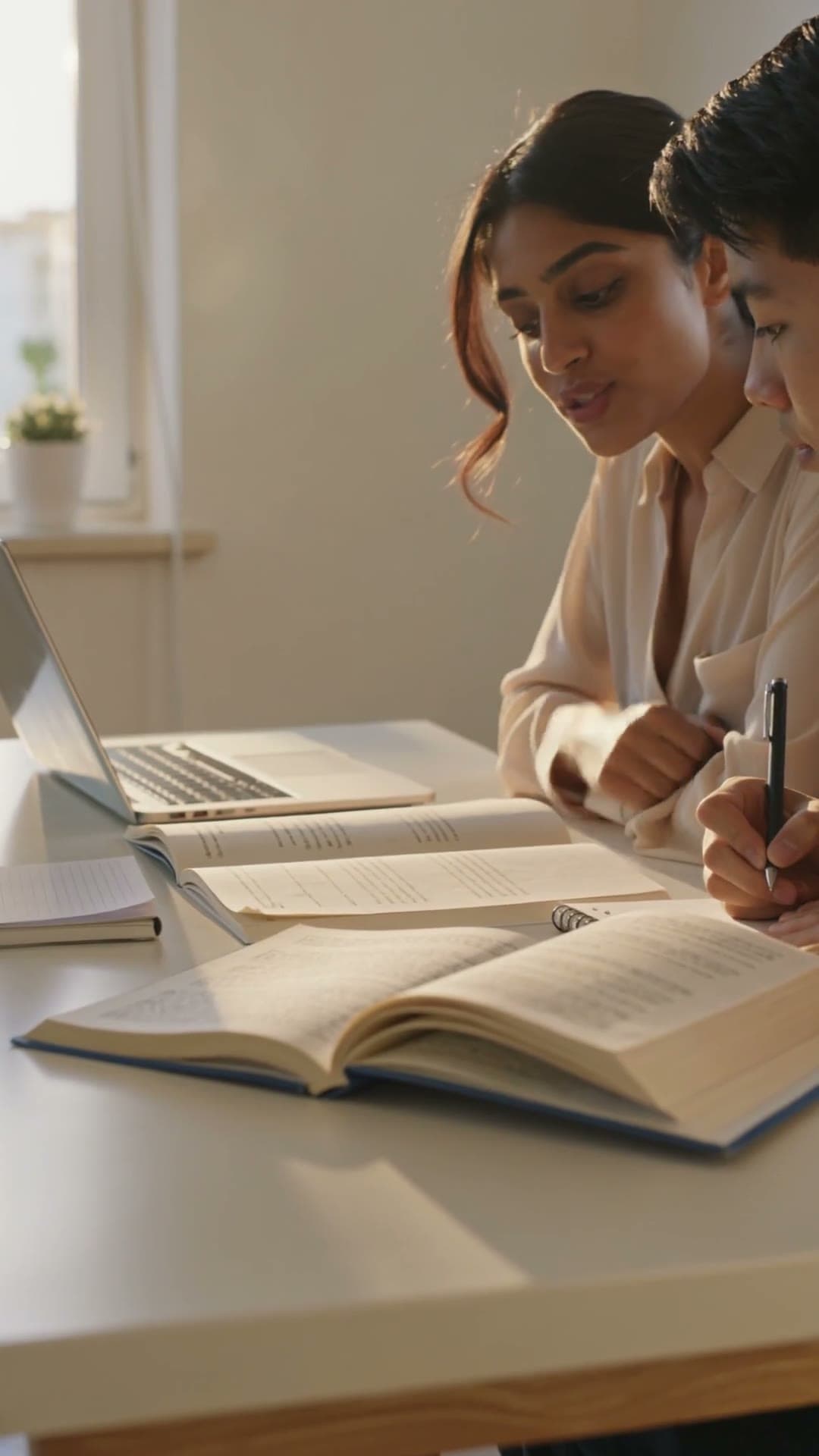 A tutor working through a problem with a student