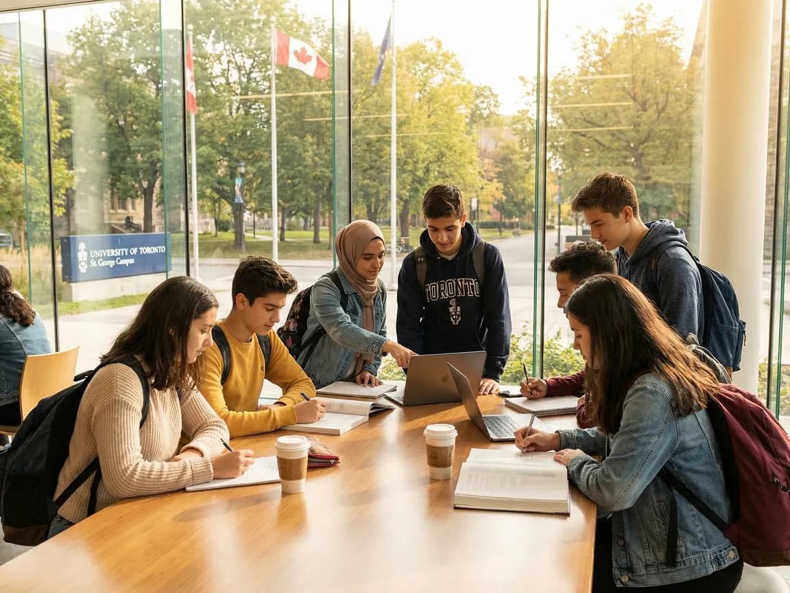 Students walking through a Canadian university campus