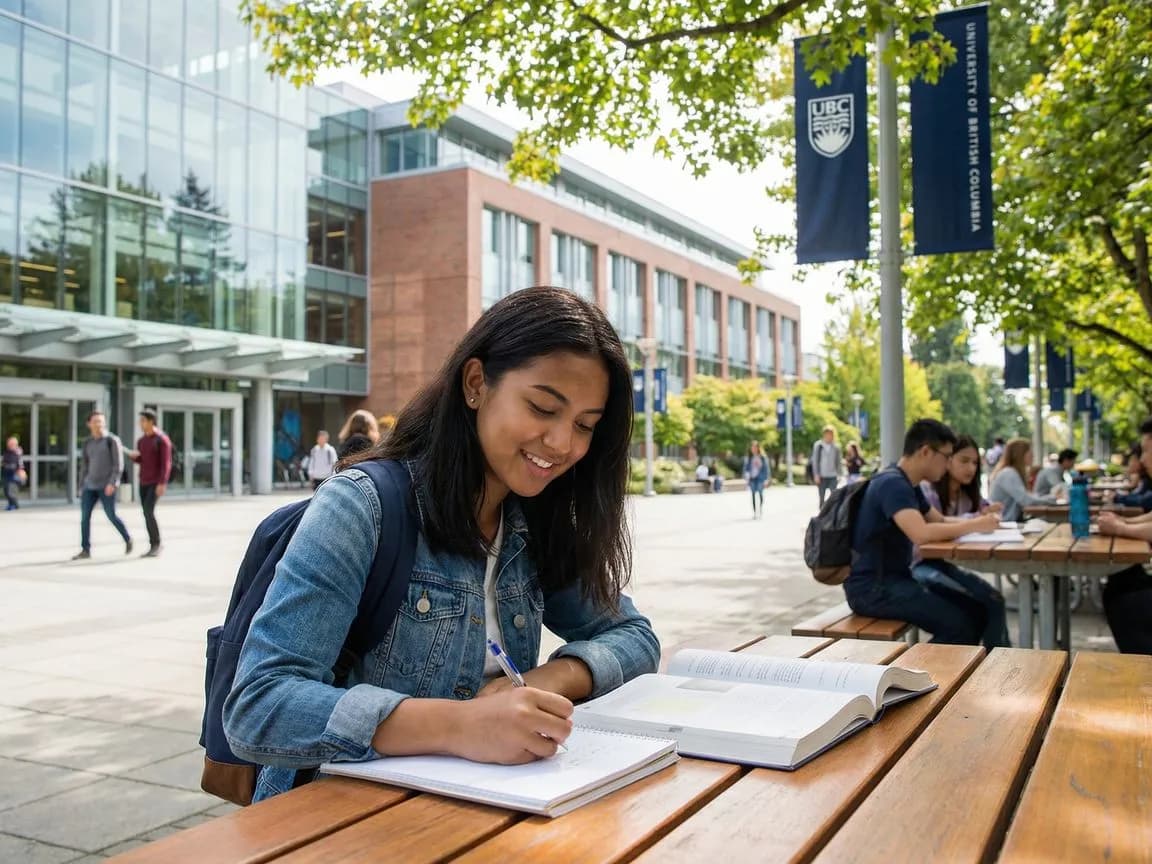 Student studying on the UBC campus with Stellar Advisers store inspiration