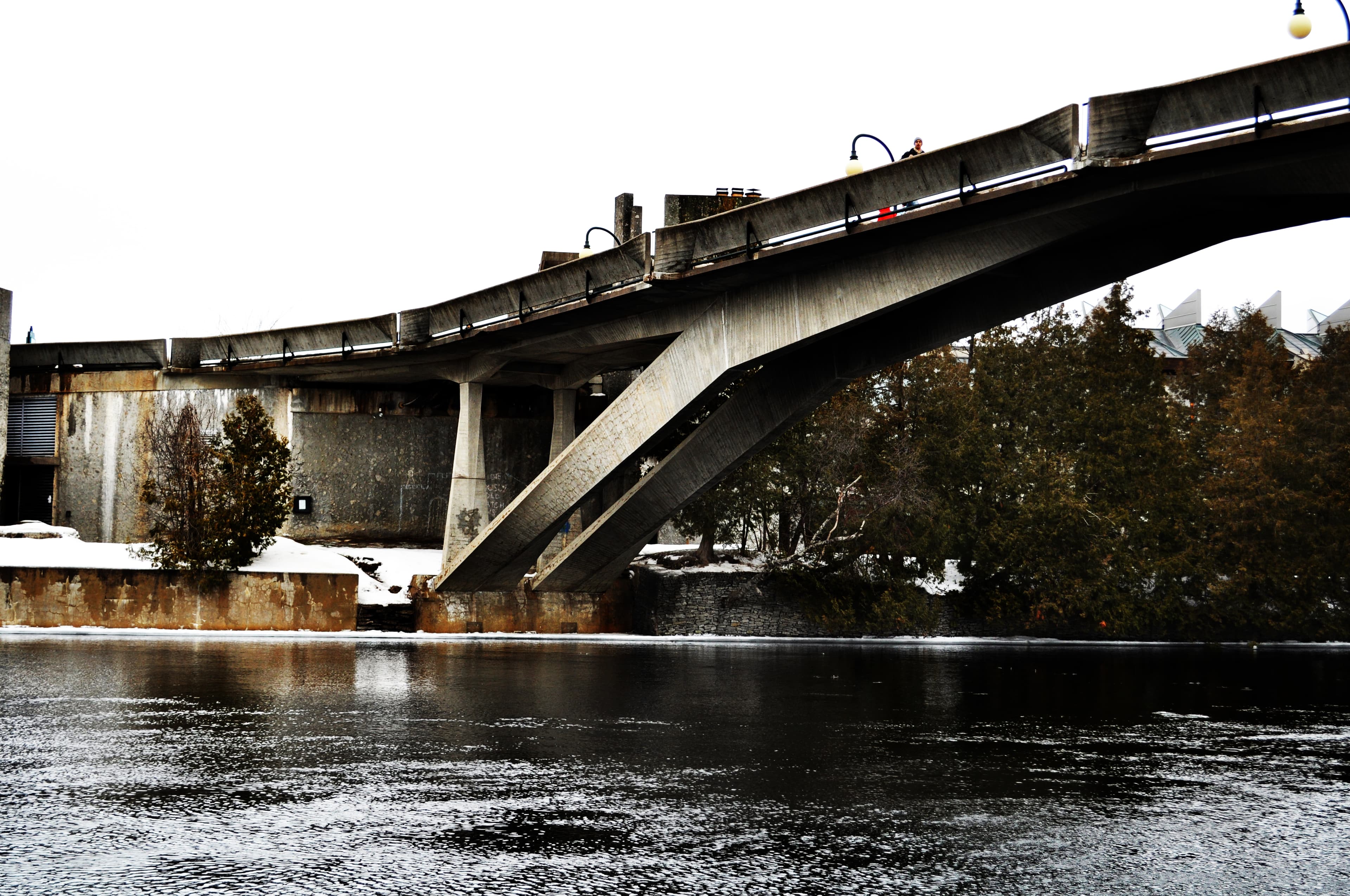 Faryon footbridge spanning the Otonabee River at Trent’s Peterborough campus in winter