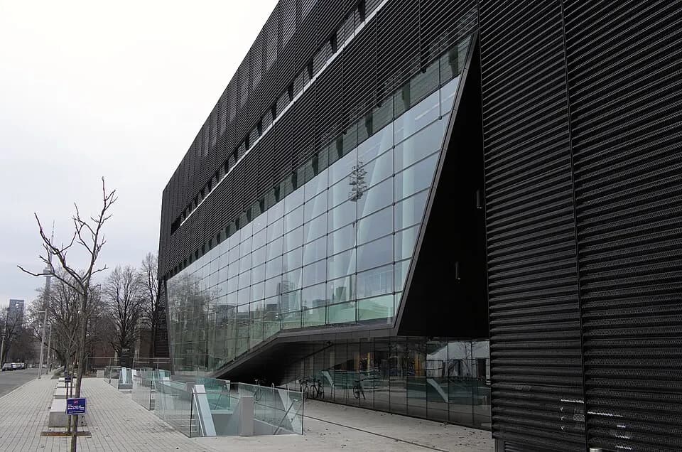 Glass-fronted exterior of the Goldring Centre for High Performance Sport