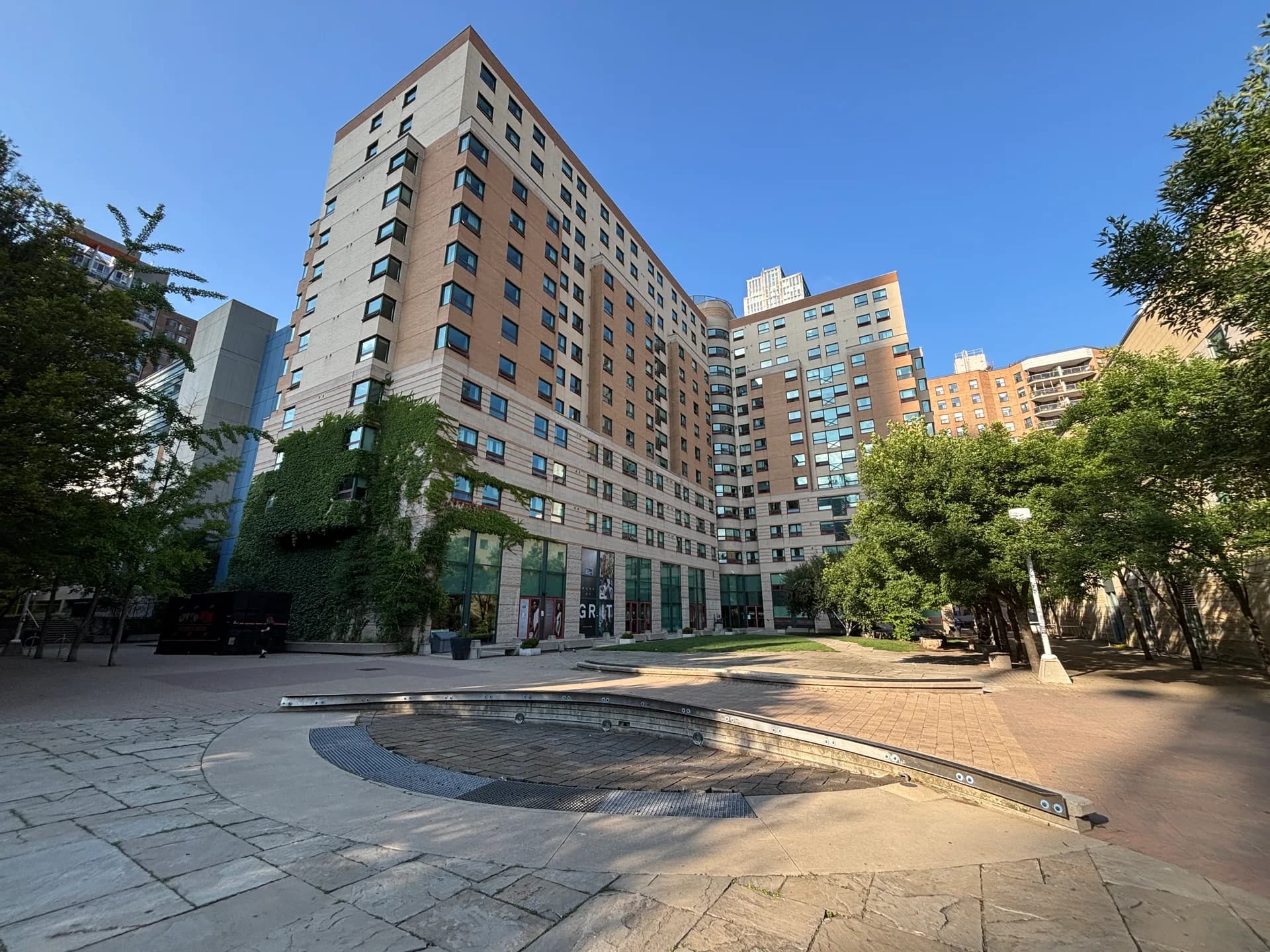 Pitman Hall residence and courtyard at Toronto Metropolitan University