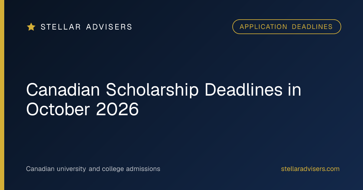 Canadian Scholarship Deadlines in October 2026